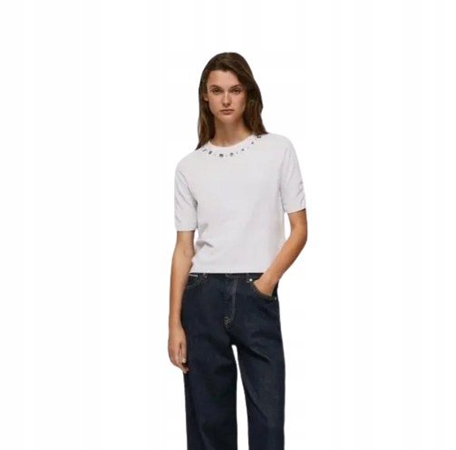 PEPE JEANS BLUZKA DAMSKA BIAŁA Z KRÓTKIM RĘKAWEM M 2Z2B6_A* M 2_2
