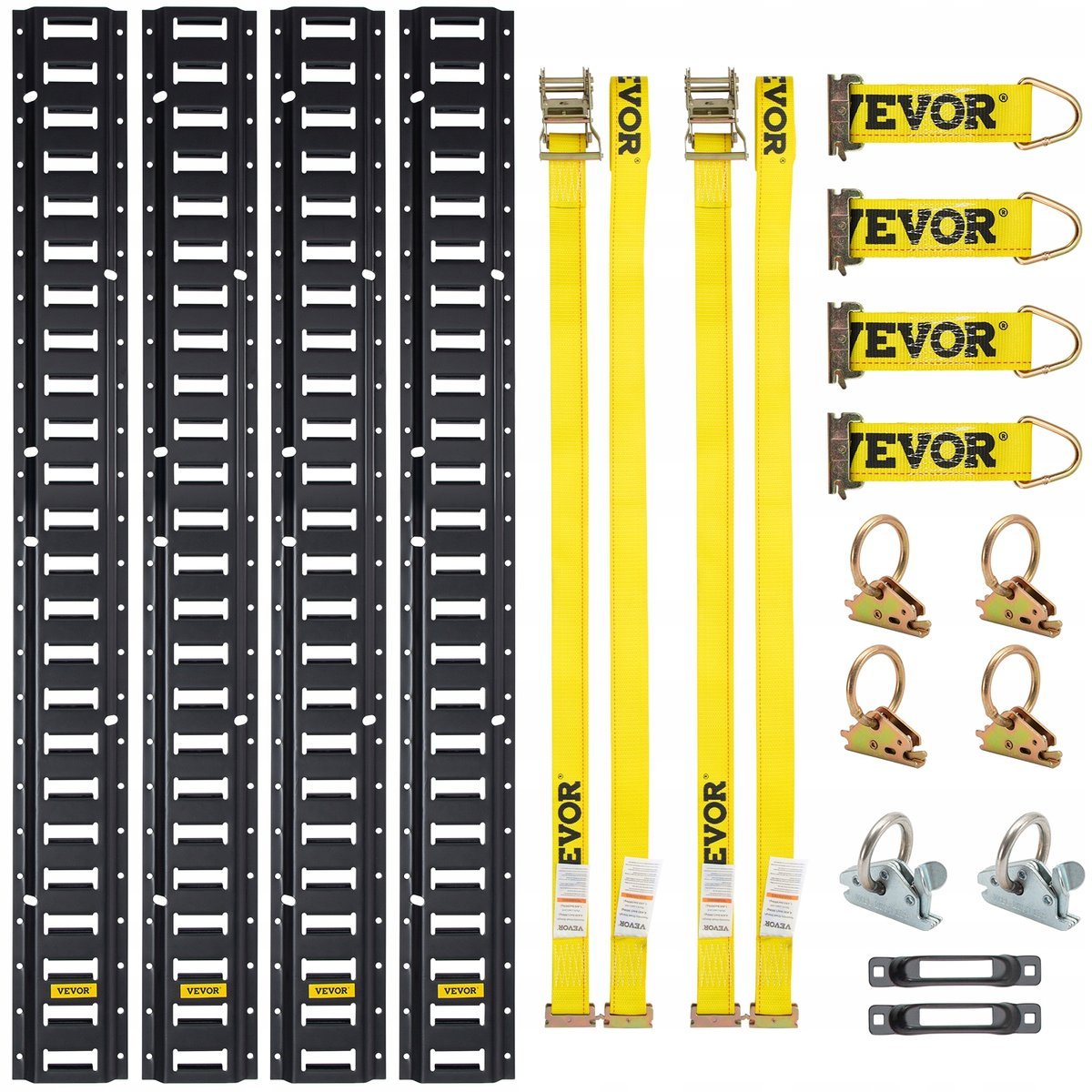 VEVOR PROFESJONALNY ZESTAW SZYN MOCUJĄCYCH E-TRACK 18 SZT CZARNE 454KG