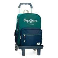 Plecaki szkolne i tornistry - Pepe Jeans Ben Plecak szkolny Podwójna komora z wózkiem Zielony 30x40x12 cms Poliester 14,4L by Joumma Bags, Zielony, Plecak szkolny podwójny schowek z wózkiem - miniaturka - grafika 1