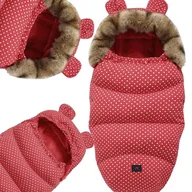 Śpiworki dla dzieci - Śpiworek Śpiwór Do Wóżka Fotelika Sanek Z Uszami Ocieplany Świąteczny 100cm - miniaturka - grafika 1