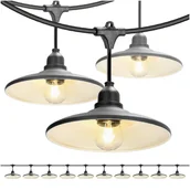 Lampy ogrodowe - ZESTAW CRETE 2x Girlanda ogrodowa 5m + kabel 10m + 10x klosz czarny M2 +LED - miniaturka - grafika 1