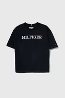 Koszulki dla chłopców - Tommy Hilfiger t-shirt bawełniany dziecięcy kolor granatowy z aplikacją - miniaturka - grafika 1