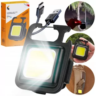 mini LATARKA KIESZONKOWA PRZENOŚNA COB LED ŁADOWANA Z USB OTWIERACZ MOCNA - Latarki - miniaturka - grafika 1