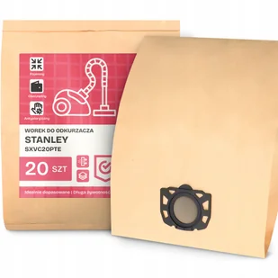 20x Worek do Odkurzacza Stanley SXVC20PTE Papierowy Duży Torba Worki 2A-W - Worki do odkurzaczy - miniaturka - grafika 1
