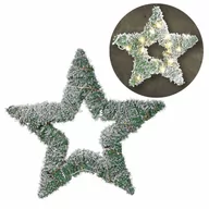 Oświetlenie świąteczne - Gwiazda świecąca świąteczna śnieżona ozdoba stroik oświetlenie święta 40 led 58 cm kod: O-839059 - miniaturka - grafika 1