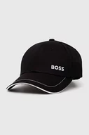 Czapki męskie - BOSS czapka z daszkiem bawełniana BOSS GREEN kolor czarny gładka - Boss - miniaturka - grafika 1
