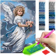 Dekoratorstwo - Haft Diamentowy ARTULIO, Obraz DIY 5D, Diamond Painting, Mozaika diamentowa 40x60cm (Mały aniołek) + zestaw akcesoriów - miniaturka - grafika 1