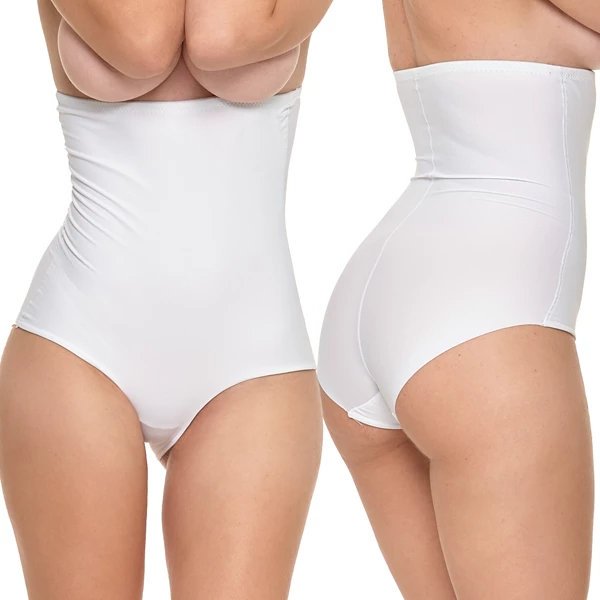 Majtki Damskie Figi Modelujące Wysoki Stan Bikini Laserowo Cięte Moraj L White