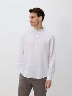 Reserved - Koszula regular fit z domieszką lnu - biały - Koszule męskie - miniaturka - grafika 1