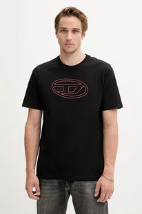 Diesel t-shirt bawełniany T-ADJUST-BIGOVAL męski kolor czarny z nadrukiem A17402.0NJBM - Koszulki męskie - miniaturka - grafika 1