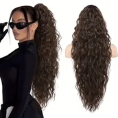 Pozostałe akcesoria fryzjerskie - TEMU 28-calowe Włosy na Klipsy z Falami - Sztuczne Włosy Warstwowe do Gęsych Kucyków, Czekoladowe Brązowe, Uniseks i Dla Każdej Etniczności, Dodatek - miniaturka - grafika 1