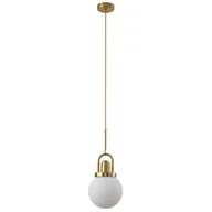 Lampy sufitowe - KKS LAMPA wisząca szklana OPRAWA ball ZWIS kula złota biała KKSMP0093 - miniaturka - grafika 1