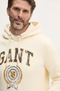Gant bluza męska kolor beżowy z kapturem z nadrukiem 2015068 - Bluzy męskie - miniaturka - grafika 1