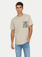 Koszulki męskie - Only & Sons T-Shirt 22025286 Beżowy Regular Fit - miniaturka - grafika 1