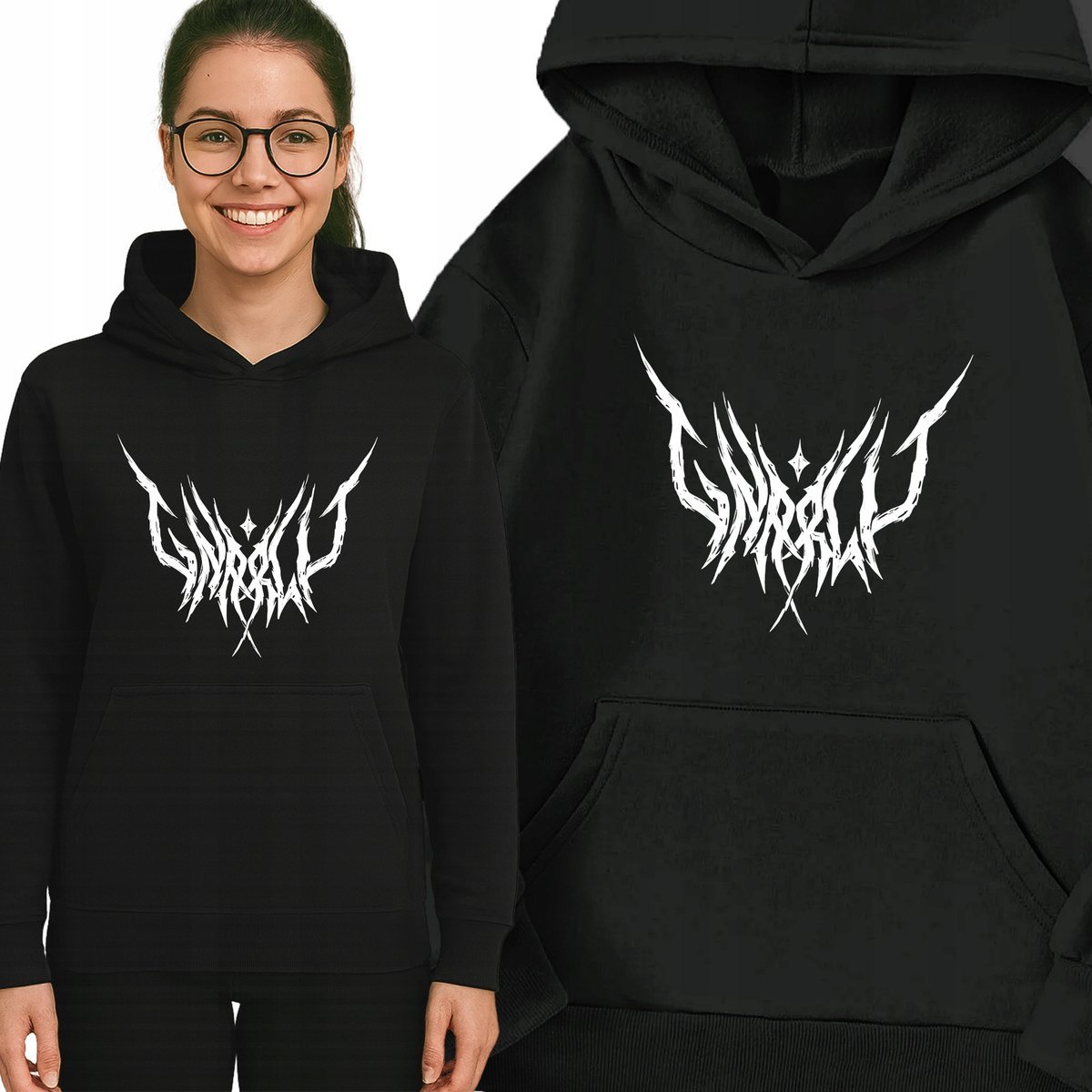 Bluza Czarna Z Kapturem KATSEYE LOGO Muzyka K-pop Idolki Prezent - XXL Wz