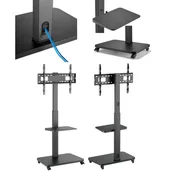 Uchwyty do projektorów - MOZOS MSTV mobilny statyw do telewizora z półką VESA 600x400 max - miniaturka - grafika 1