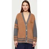 Swetry damskie - Gant Wełniany kardigan VARSITY | Loose fit | z dodatkiem kaszmiru - miniaturka - grafika 1