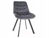 Krzesła - Krzesło pikowane do jadalni MONTI VELVET szare - miniaturka - grafika 1