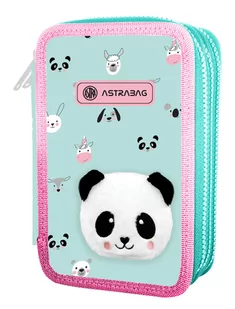 Piórnik JUMBO potrójny z wyposażeniem ASTRABAG TEDDY PANDA, AC31 - Piórniki - miniaturka - grafika 1