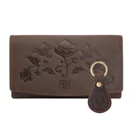 Portfele - ZESTAW PREZENTOWY ZUP-99-BR PORTFEL DAMSKI SKÓRZANY T-01-BR I BRELOK BRĄZOWY VINTAGE T-85-HBR - miniaturka - grafika 1