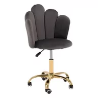 Krzesła - Krzesło obrotowe muszelka DC-907-S ciemny szary welur, złota noga - miniaturka - grafika 1
