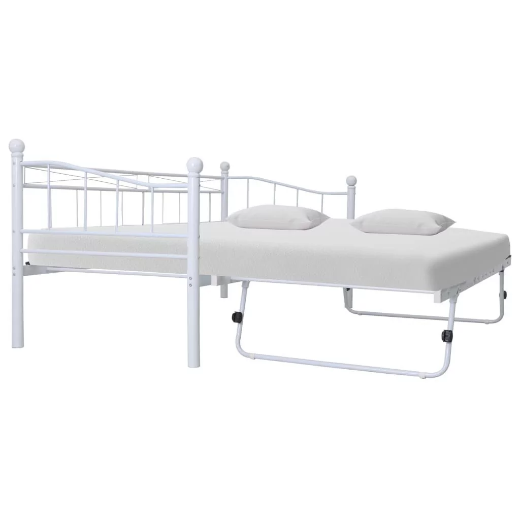 vidaXL Rama łóżka, biała, stalowa, 180x200/90x200 cm