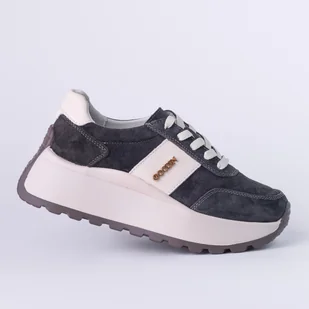 Sneakersy damskie skórzane GOODIN GD-124 skóra zamsz platforma brąz 40 - Półbuty damskie Sneakersy damskie skórzane GOODIN GD-124 skóra zamsz platforma brąz 40 - Półbuty damskie - miniaturka - grafika 1