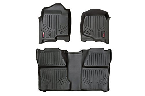 Rough Country - M-20713 - Wytrzymałe maty podłogowe - przednie i tylne combo (modele kabin załogi) do Chevrolet: 07-13 Avalanche 1500 4WD/2WD, 07-13 Silverado 1500 4WD/2WD, 07-14 Silverado 2500 HD