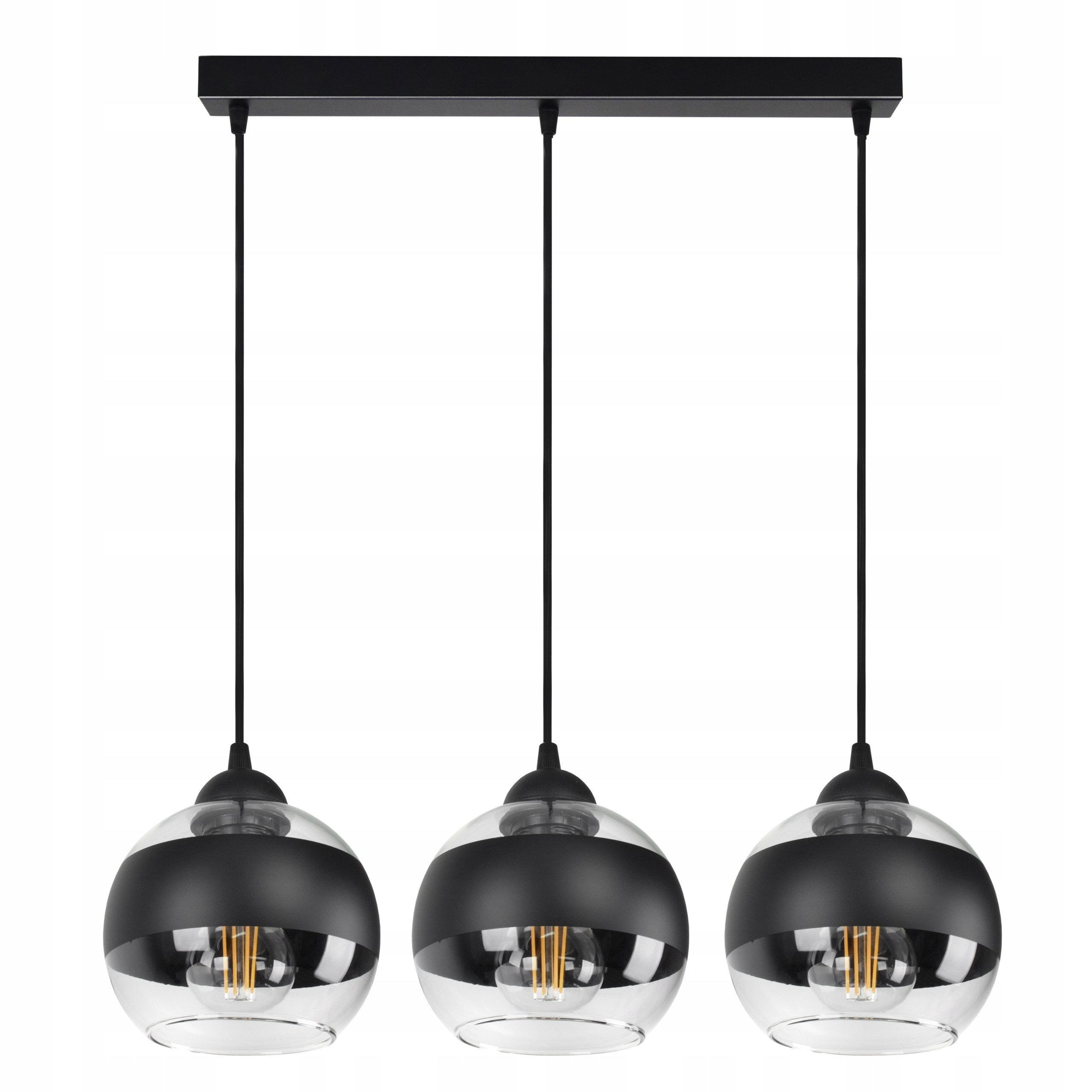 Lampa Wisząca Sufitowa Żyrandol Czarna Szklane Kule Black Belt BZ3 LED E27