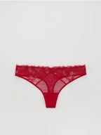 Reserved - Majtki stringi z haftem - czerwony