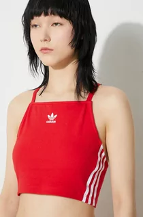 Koszulki sportowe damskie - adidas Originals top damski kolor czerwony - grafika 1