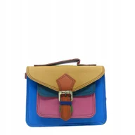 Torebki damskie - Torebka damska skórzana listonoszka kolorowa rączka regulowany pasek OLIVKA - miniaturka - grafika 1