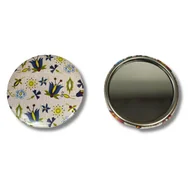 Lusterka do makijażu - Lusterko folk kaszubski kwiaty beżowe - miniaturka - grafika 1