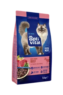 Sucha karma dla dorosłych kotów ze świeżą wołowiną OptiVital 1,4 kg - Sucha karma dla kotów Sucha karma dla dorosłych kotów ze świeżą wołowiną OptiVital 1,4 kg - Sucha karma dla kotów - miniaturka - grafika 1