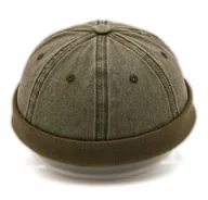 Czapki i chusty sportowe męskie - Czapka DOKERKA krótka leonka bez daszka ZIELONA KHAKI Pako Jeans - miniaturka - grafika 1