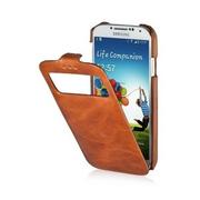 Etui i futerały do telefonów - Pokrowiec na Galaxy S4 Stilgut Ultraslim z klapką, okienko skóra brązowe. - miniaturka - grafika 1