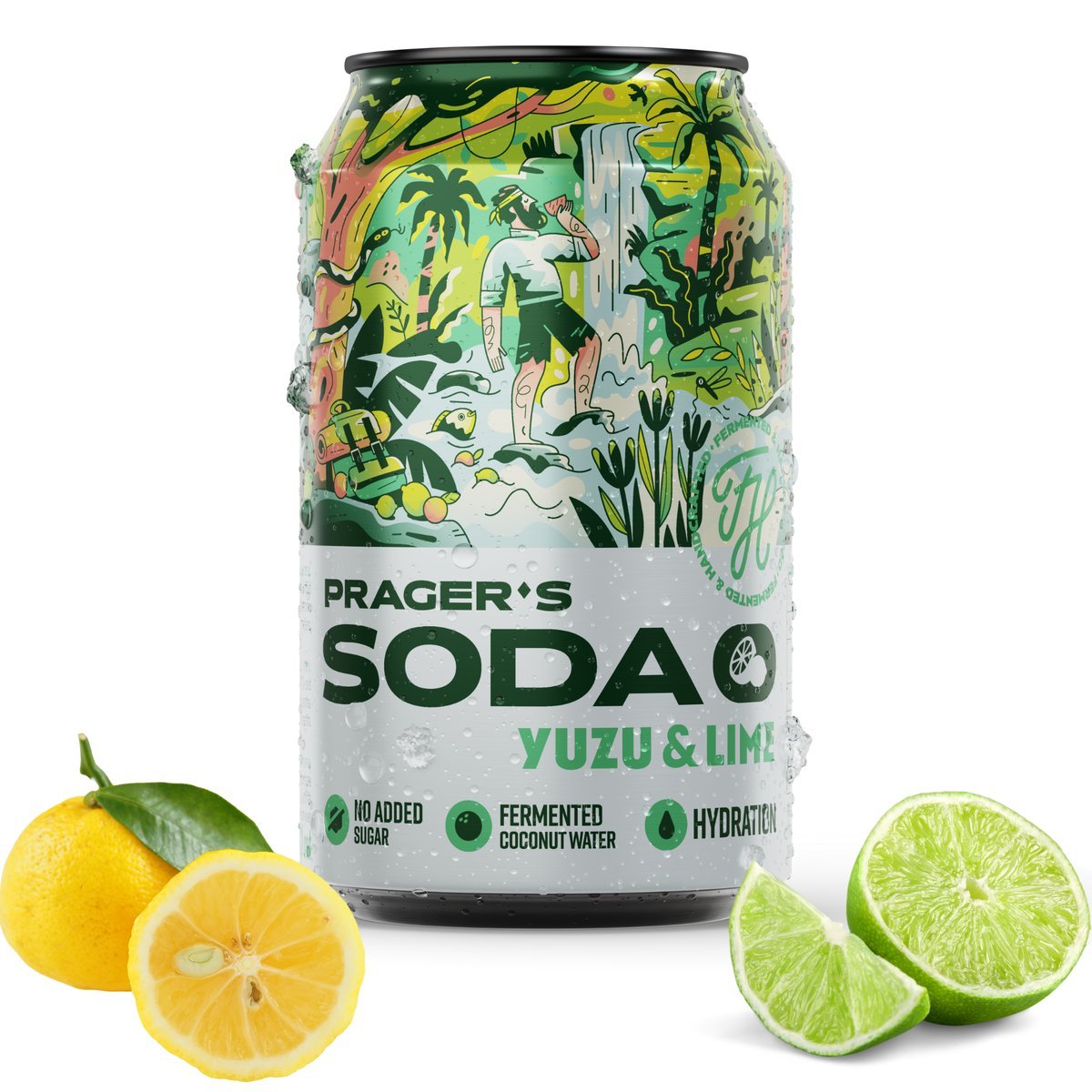 PRAGER'S SODA YUZU & LIME 330 ML NA BAZIE WODY KOKOSOWEJ YUZU LIMONKA KOKOS