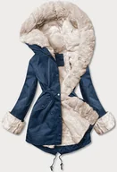 Kurtki damskie - PARKA Z FUTRZANĄ PODPINKĄ GRANATOWA (5M763-215) - J.STYLE - miniaturka - grafika 1