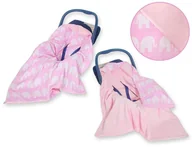 Otulacze - Duży otulacz dla niemowląt do fotelika nosidełka wózka dwustronny - Słonie różowe - miniaturka - grafika 1