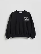 Bluzki dla dziewczynek - Reserved - Bawełniana bluza z nadrukiem - czarny - miniaturka - grafika 1