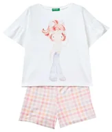 Spodenki damskie - United Colors of Benetton Dziewczęca pidżama pigmentowa (t-shirt + szorty) 3z010p03v zestaw wielokolorowy, rozmiar XL, wielokolorowy 101., XL - miniaturka - grafika 1