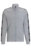 Kurtki męskie - BOSS Męska kurtka sportowa z logo Jacketzp Loungewear, Medium Grey35., L - miniaturka - grafika 1