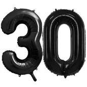 Balony i akcesoria - Balony foliowe Cyfra 30 - 86 cm - Czarny - duże na URODZINY - miniaturka - grafika 1