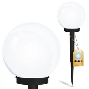 Lampa Solarna Ogrodowa LED ATRIS Wbijana Biała Kula 10cm LUMILED - Lampy ogrodowe - miniaturka - grafika 1