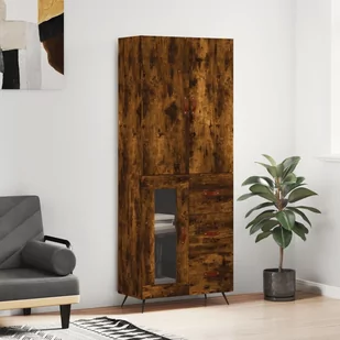 vidaXL Witrynka przydymiony dąb 69,5x34x180 cm materiał drewnopochodny - Witryny vidaXL Witrynka przydymiony dąb 69,5x34x180 cm materiał drewnopochodny - Witryny - miniaturka - grafika 1