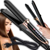 Prostownice i karbownice do włosów - Prostownica Retoo PROSTOWNICA DO WŁOSÓW CERAMICZNA EKRAN LCD 2W1 LOKÓWKA LEKKA CZARNA - miniaturka - grafika 1