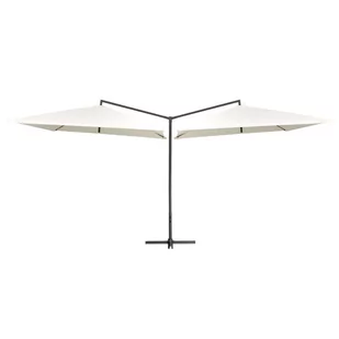 vidaXL Podwójny parasol na stalowym słupku, 250 x 250 cm, piaskowy vidaXL - Parasole ogrodowe - miniaturka - grafika 7