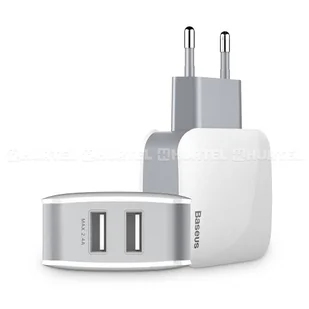 Baseus Letour ładowarka sieciowa zasilacz EU adapter do telefonu 2x USB 2.4A biała (ZCL2B-B02) - Ładowarki do telefonów - miniaturka - grafika 1