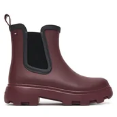 Kalosze damskie - Kalosze Tommy Hilfiger Flag Ankle Warm Lining FW0FW08974 Bordowy - miniaturka - grafika 1