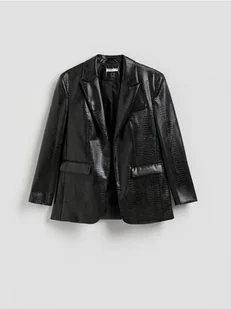 Reserved - Marynarka z imitacji skóry - czarny - Marynarki i żakiety damskie - miniaturka - grafika 1